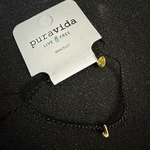 Pura Vida Black and Gold Bracelet. Letter J
